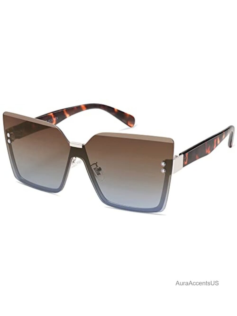 Oversized Square Rimless UV400 Sunglasses Retro Vintage Full-Frame Adult